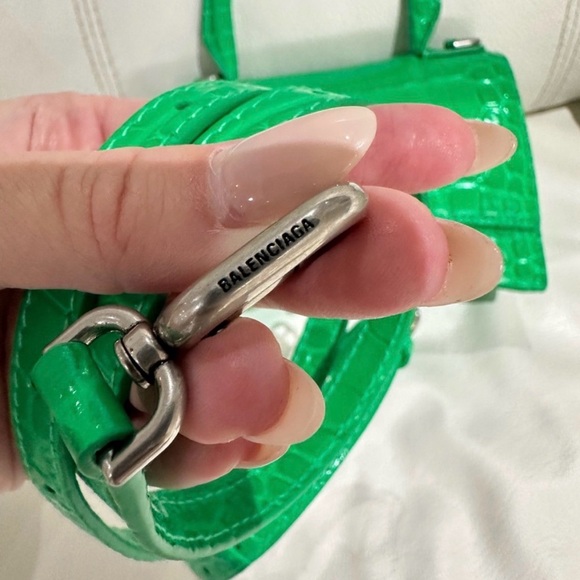 Balenciaga Emerald Green Embossed Leather Hourglass XS Top Handle Bag - Picture 9 of 9